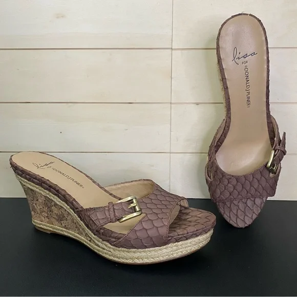 Donald Pliner Lisa Wedge Sandals Women's Size 7.5 Shoes Snakeskin Espadrille - Picture 11 of 11